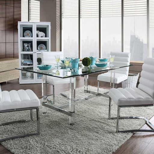 Furniture of America Casper Dining Table with Glass Top and Trestle Base CM3654T-TABLE IMAGE 1