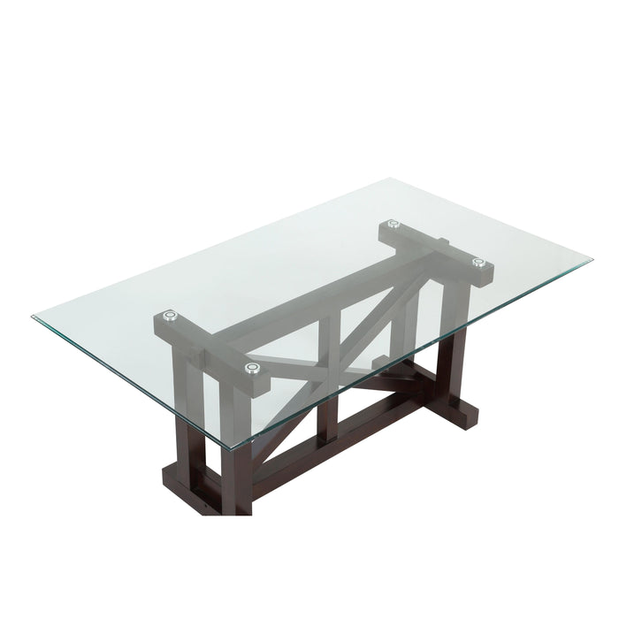 Homelegance Salema Dining Table with Glass Top and Trestle Base 5514-72* IMAGE 3