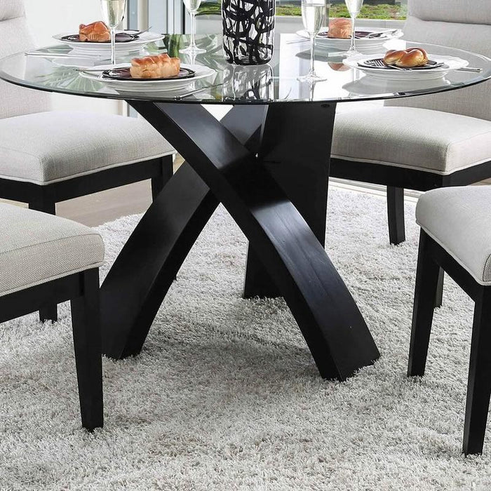 Furniture of America Round Jasmin Dining Table with Glass Top CM3393RT-TABLE IMAGE 3