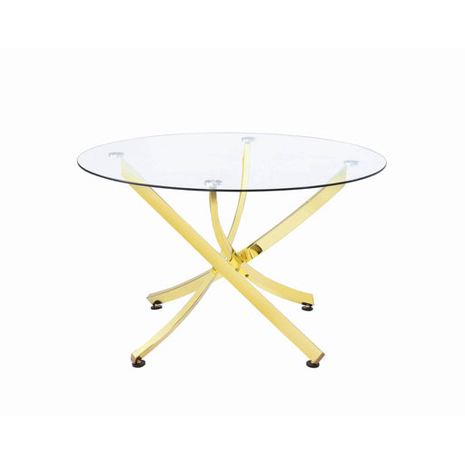 Coaster Furniture Round Chanel Dining Table with Glass Top and Pedestal Base 108441 IMAGE 1