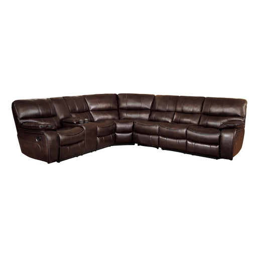 Homelegance Pecos Reclining Leather Match 4 pc Sectional 8480BRW*4SC IMAGE 1