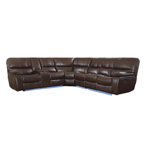 Homelegance Pecos Power Reclining Leather Match 4 pc Sectional 8480BRW*4SCPD IMAGE 1