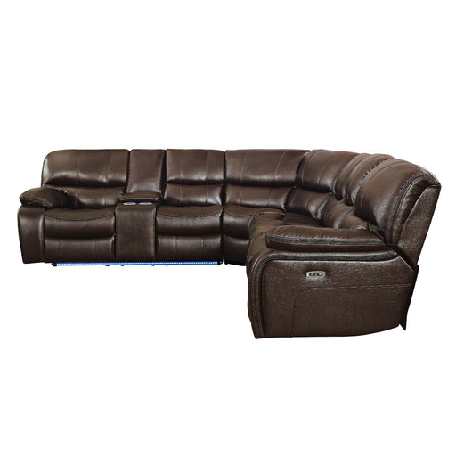 Homelegance Pecos Power Reclining Leather Match 4 pc Sectional 8480BRW*4SCPD IMAGE 2