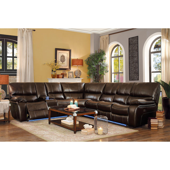 Homelegance Pecos Power Reclining Leather Match 4 pc Sectional 8480BRW*4SCPD IMAGE 7