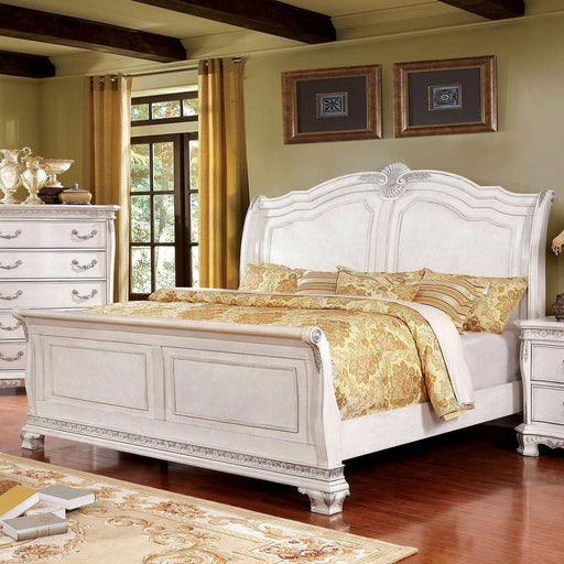 Furniture of America Isidora King Sleigh Bed CM7799WH-EK-BED IMAGE 2