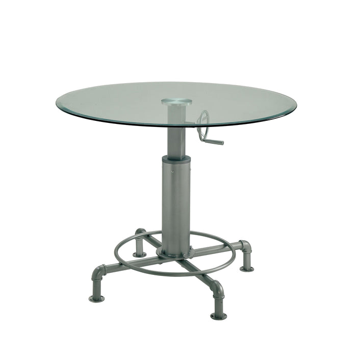 Furniture of America Round Helene Adjustable Height Dining Table with Glass Top and Pedestal Base CM3378RT-TABLE IMAGE 2