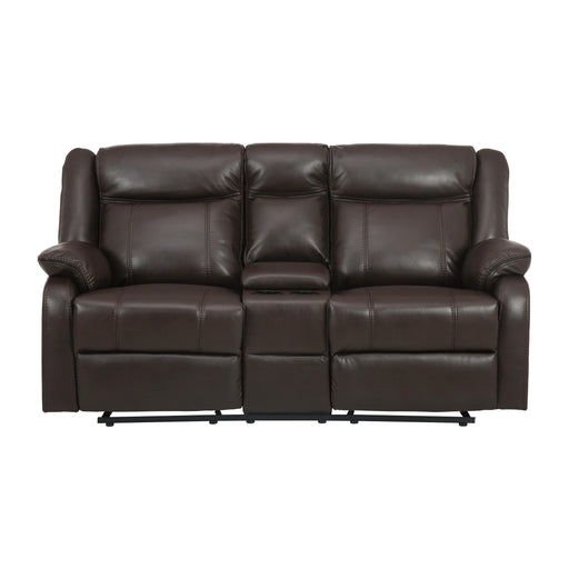 Homelegance Jude Reclining Leather Match Loveseat 8201BRW-2 IMAGE 1