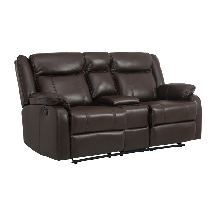 Homelegance Jude Reclining Leather Match Loveseat 8201BRW-2 IMAGE 2