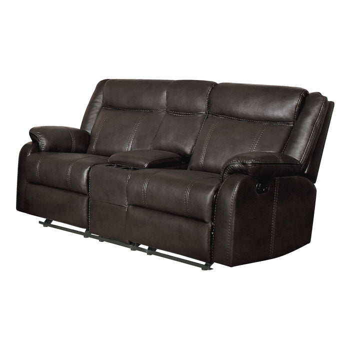 Homelegance Jude Reclining Leather Match Loveseat 8201BRW-2 IMAGE 3