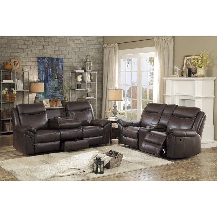 Homelegance Aram Reclining Leather Match Loveseat 8206BRW-2 IMAGE 10