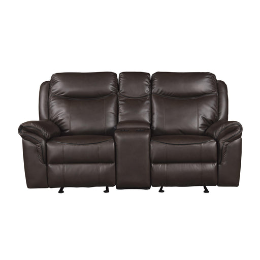 Homelegance Aram Reclining Leather Match Loveseat 8206BRW-2 IMAGE 1