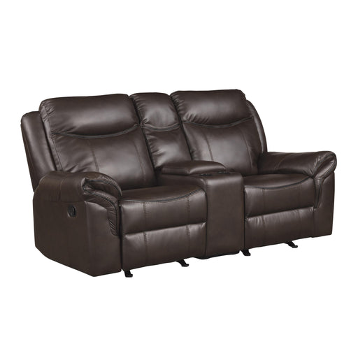 Homelegance Aram Reclining Leather Match Loveseat 8206BRW-2 IMAGE 2