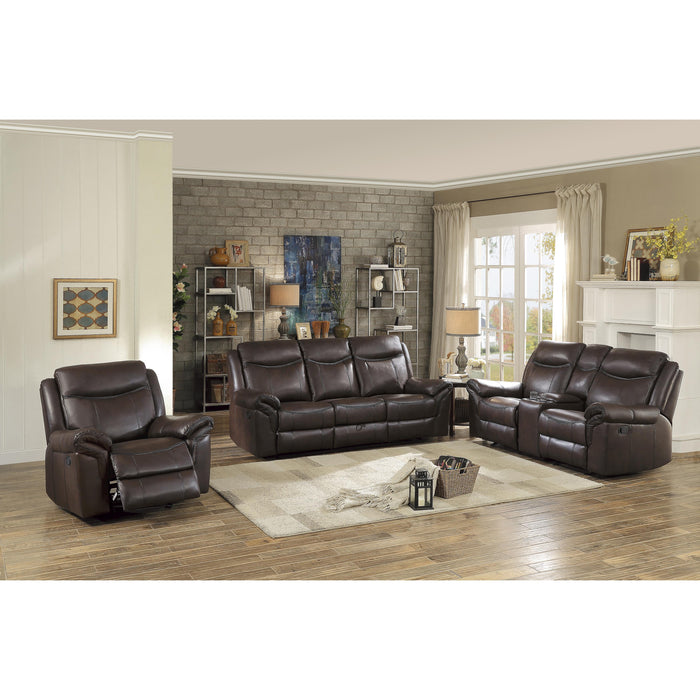 Homelegance Aram Reclining Leather Match Loveseat 8206BRW-2 IMAGE 9