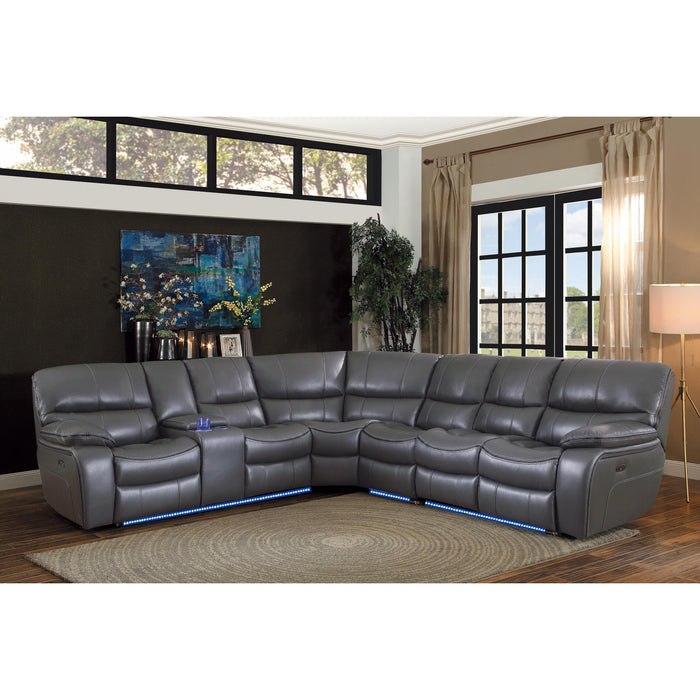 Homelegance Pecos Power Reclining Leather Match 4 pc Sectional 8480GRY*4SCPD IMAGE 5