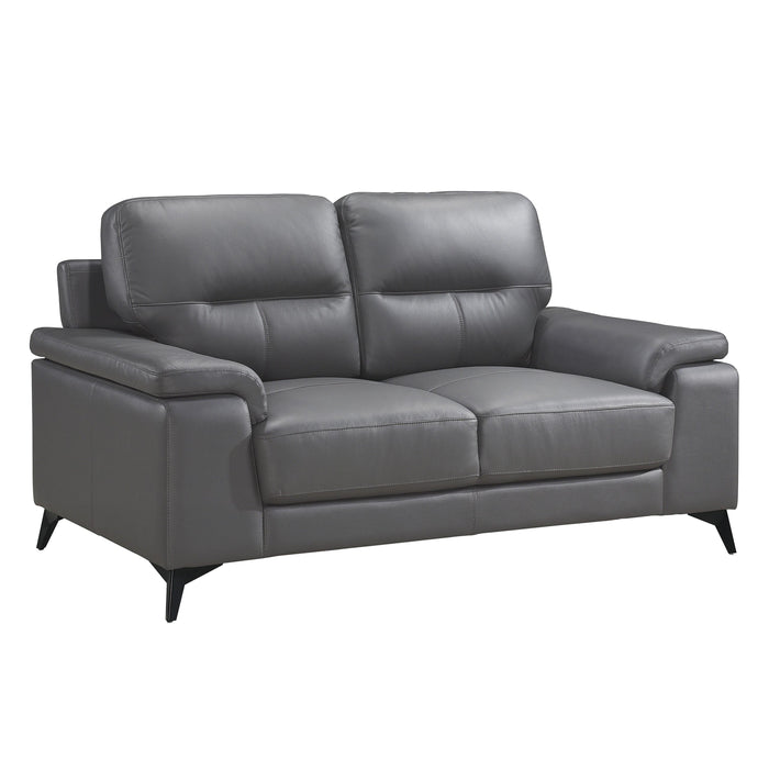 Homelegance Mischa Stationary Leather/Fabric Loveseat 9514DGY-2 IMAGE 2