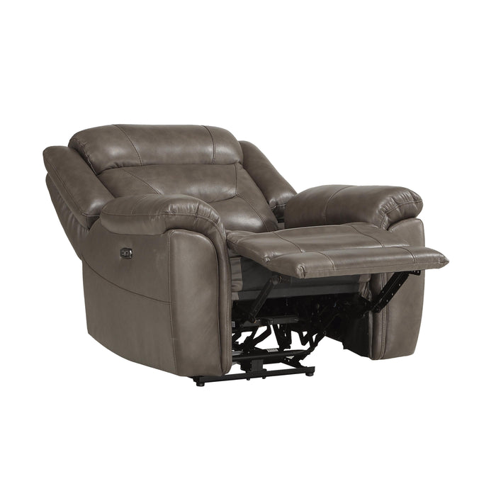 Homelegance Kennett Power Leather/Leather Match Recliner 9528BRG-1PWH IMAGE 4