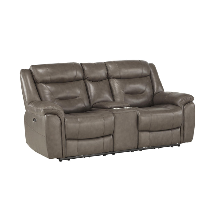 Homelegance Kennett Power Leather/Leather Match Loveseat 9528BRG-2PWH IMAGE 2