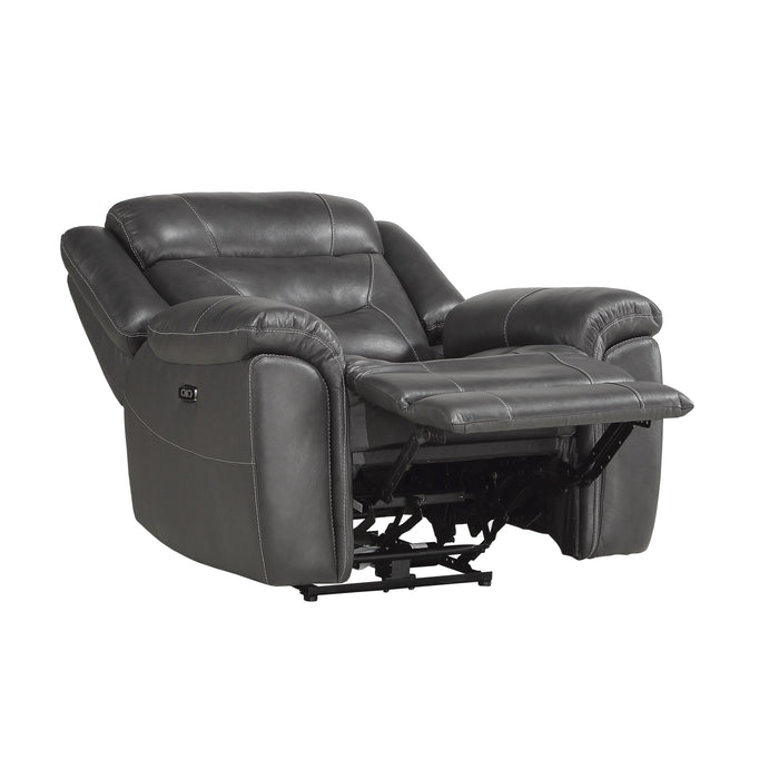 Homelegance Kennett Power Leather/Leather Match Recliner 9528DGY-1PWH IMAGE 4