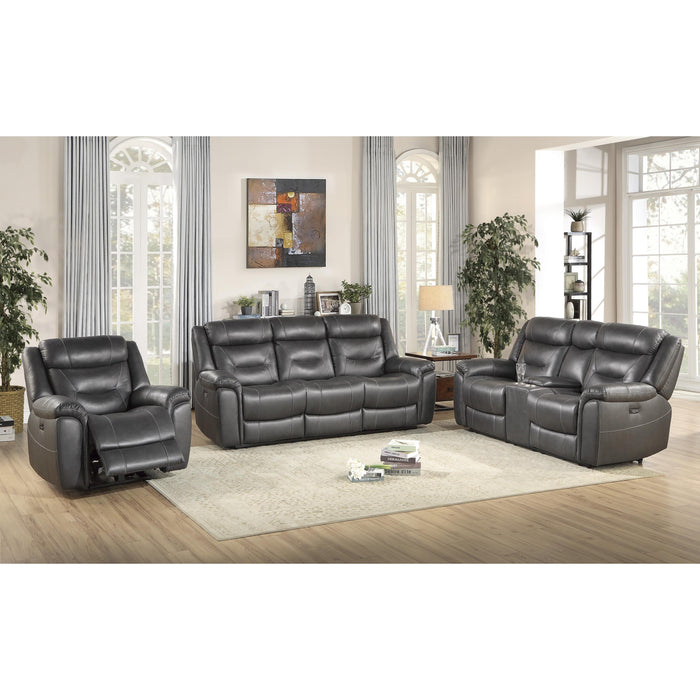 Homelegance Kennett Power Leather/Leather Match Recliner 9528DGY-1PWH IMAGE 6