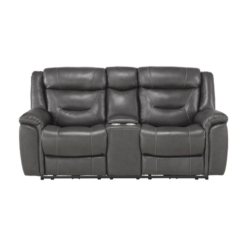 Homelegance Kennett Power Leather/Leather Match Loveseat 9528DGY-2PWH IMAGE 1