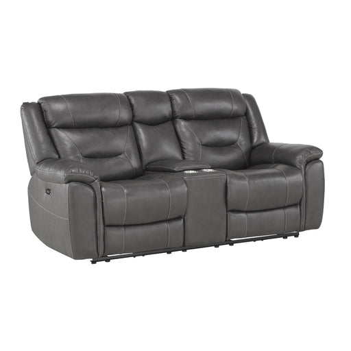 Homelegance Kennett Power Leather/Leather Match Loveseat 9528DGY-2PWH IMAGE 2