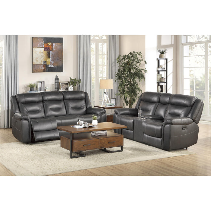 Homelegance Kennett Power Leather/Leather Match Sofa 9528DGY-3PWH IMAGE 4