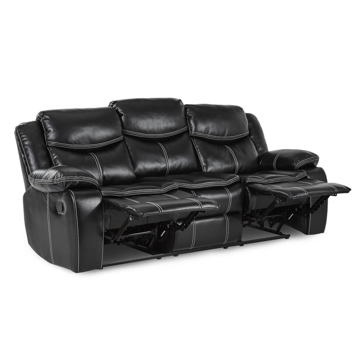 Homelegance Bastrop Reclining Leather Look Sofa 8230BLK-3 IMAGE 4