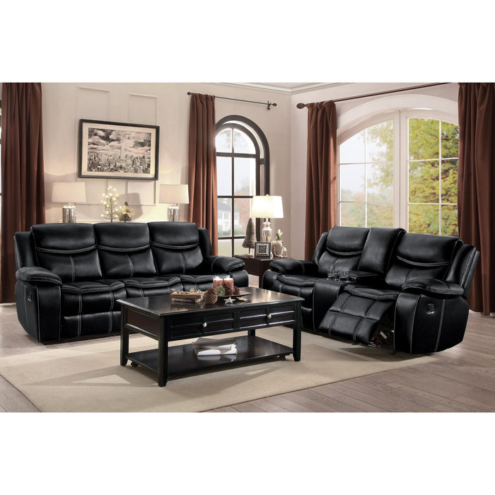 Homelegance Bastrop Reclining Leather Look Loveseat 8230BLK-2 IMAGE 4