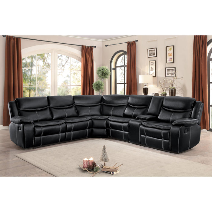 Homelegance Bastrop Reclining Leather Look 3 pc Sectional 8230BLK*SC IMAGE 5