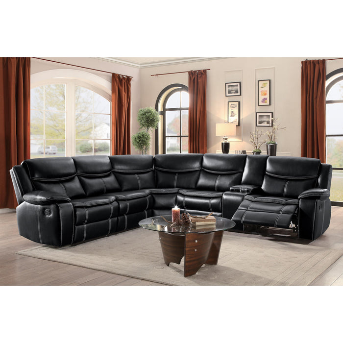 Homelegance Bastrop Reclining Leather Look 3 pc Sectional 8230BLK*SC IMAGE 6