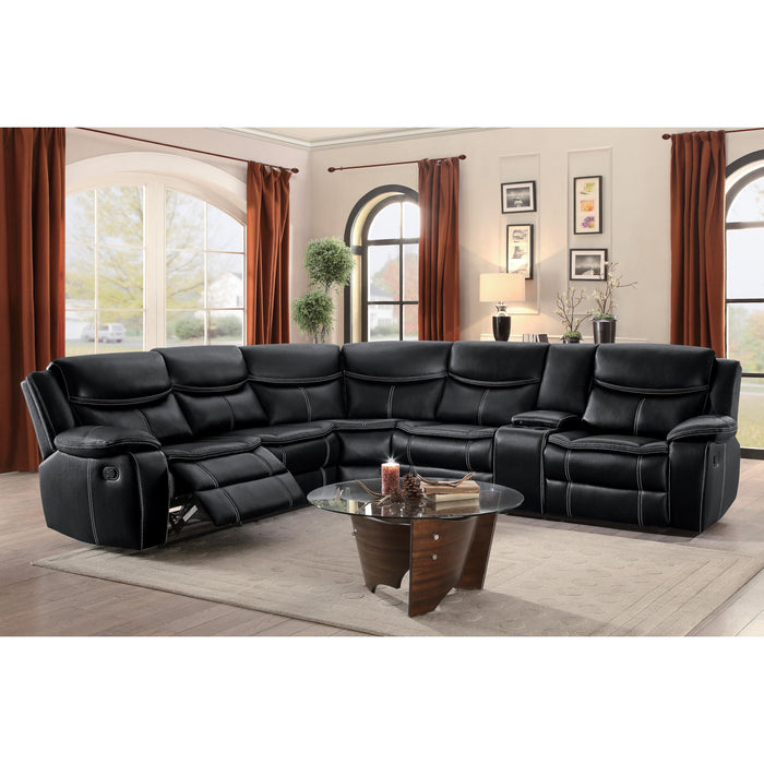 Homelegance Bastrop Reclining Leather Look 3 pc Sectional 8230BLK*SC IMAGE 7