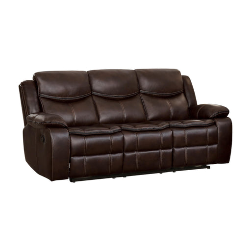 Homelegance Bastrop Reclining Leather Look Sofa 8230BRW-3 IMAGE 2