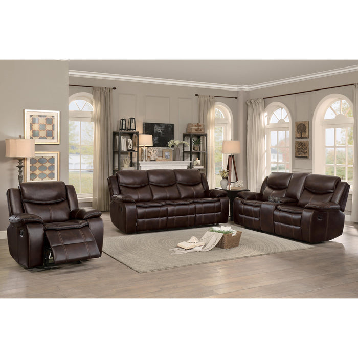 Homelegance Bastrop Reclining Leather Look Sofa 8230BRW-3 IMAGE 6