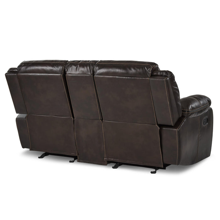 Homelegance Bastrop Reclining Leather Look Loveseat 8230BRW-2 IMAGE 3