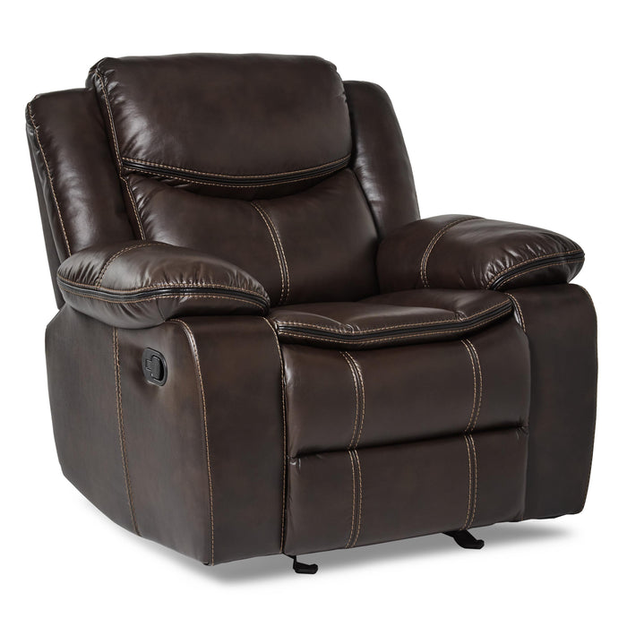 Homelegance Bastrop Glider Leather Look Recliner 8230BRW-1 IMAGE 2