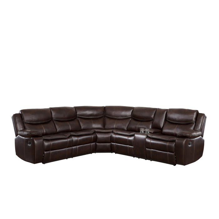 Homelegance Bastrop Reclining Leather Look 3 pc Sectional 8230BRW*SC IMAGE 1