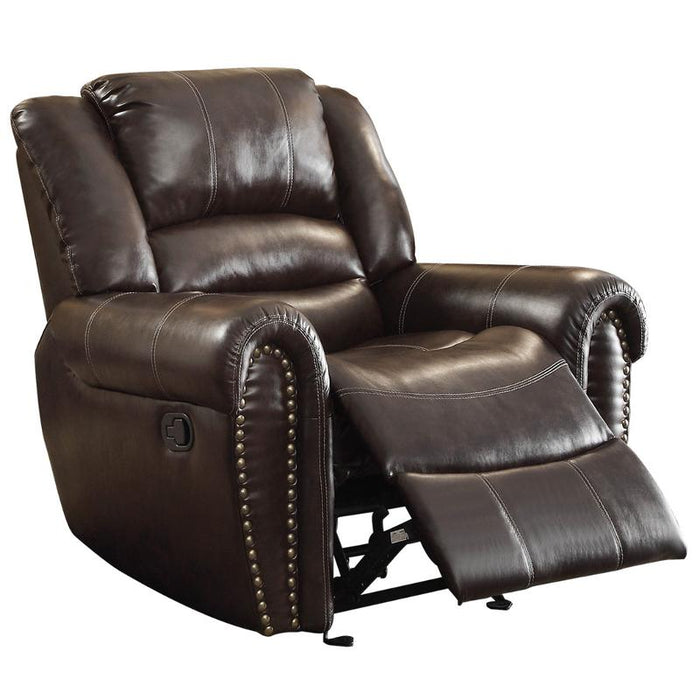 Homelegance Center Hills Glider Leather Look Recliner 9668BRW-1 IMAGE 1