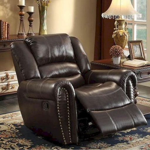 Homelegance Center Hills Glider Leather Look Recliner 9668BRW-1 IMAGE 2