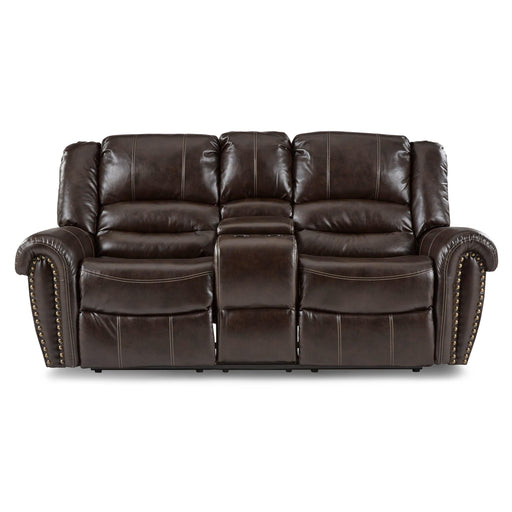 Homelegance Center Hills Reclining Leather Look Loveseat 9668BRW-2 IMAGE 1