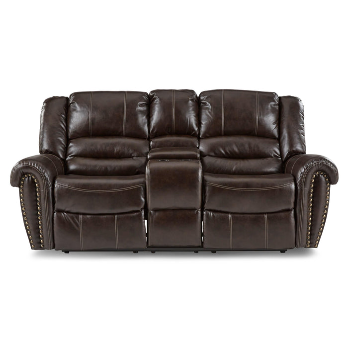 Homelegance Center Hills Reclining Leather Look Loveseat 9668BRW-2 IMAGE 1