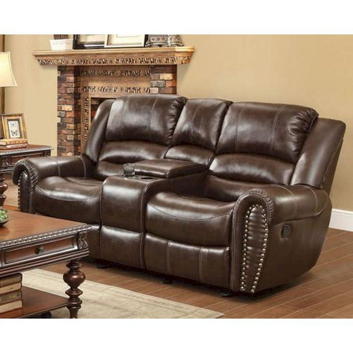 Homelegance Center Hills Reclining Leather Look Loveseat 9668BRW-2 IMAGE 4