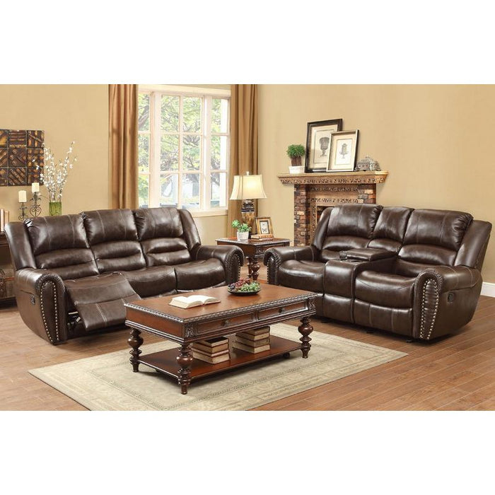 Homelegance Center Hills Reclining Leather Look Loveseat 9668BRW-2 IMAGE 5