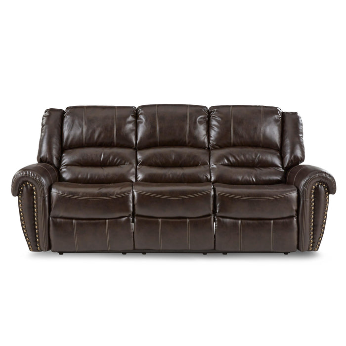 Homelegance Center Hills Reclining Leather Look Sofa 9668BRW-3 IMAGE 1