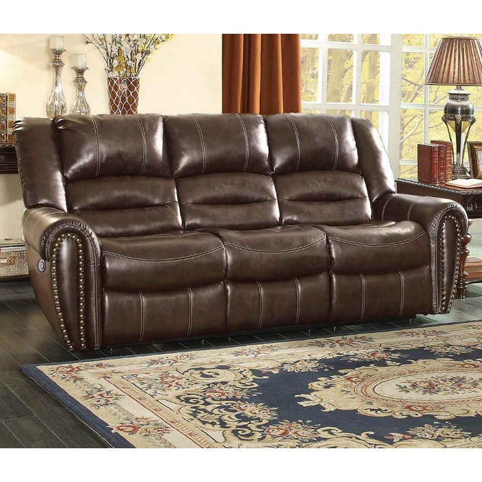 Homelegance Center Hills Reclining Leather Look Sofa 9668BRW-3 IMAGE 4