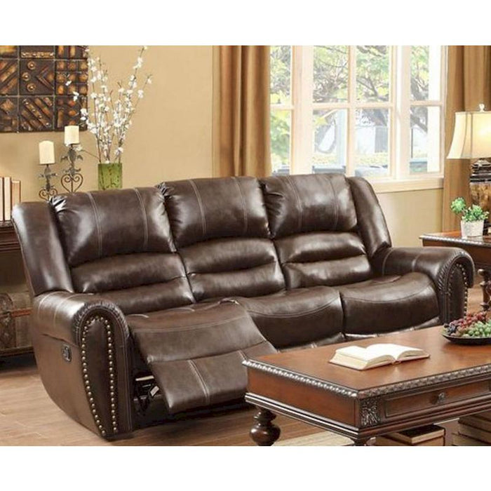 Homelegance Center Hills Reclining Leather Look Sofa 9668BRW-3 IMAGE 5