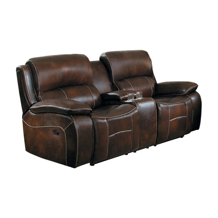 Homelegance Mahala Reclining Leather/Fabric Loveseat 8200BRW-2 IMAGE 1