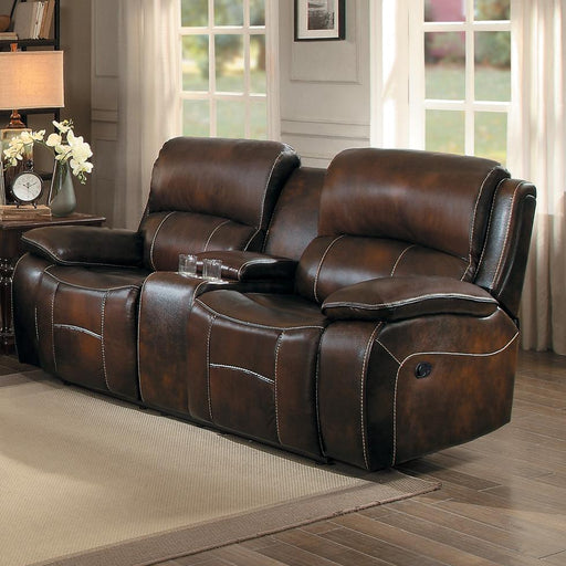 Homelegance Mahala Reclining Leather/Fabric Loveseat 8200BRW-2 IMAGE 2