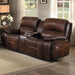 Homelegance Mahala Power Reclining Leather/Fabric Loveseat 8200BRW-2PW IMAGE 2