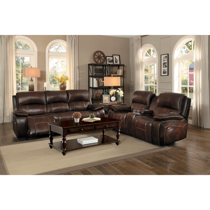 Homelegance Mahala Power Reclining Leather/Fabric Loveseat 8200BRW-2PW IMAGE 3