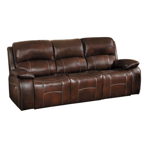 Homelegance Mahala Power Reclining Leather/Fabric Sofa 8200BRW-3PW IMAGE 1